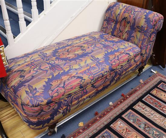 A Victorian stained beech daybed, 160cm